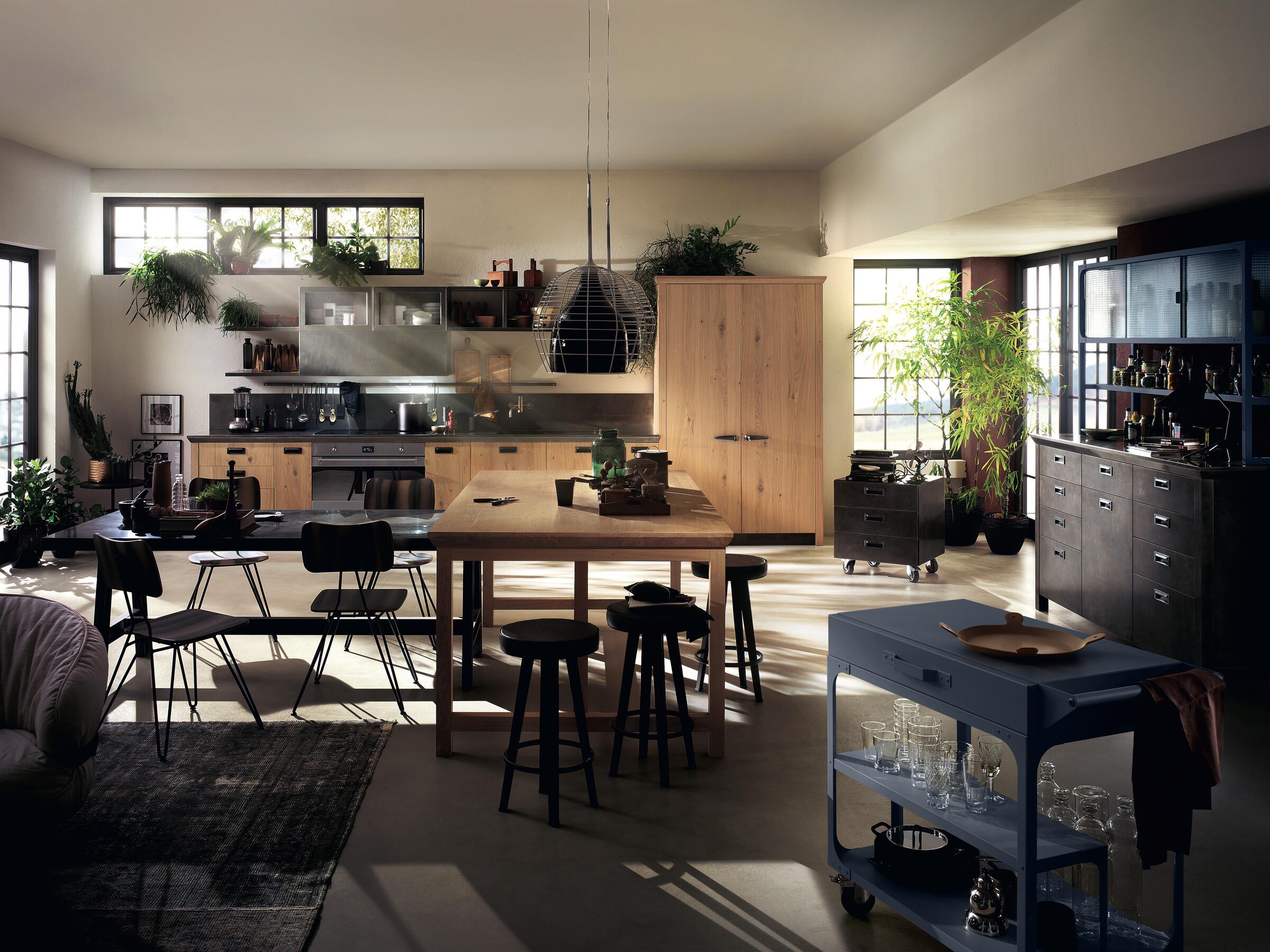 Scavolini Diesel Social Kitchen – Island composition with doors in Ruxe Wood Nodato Oak