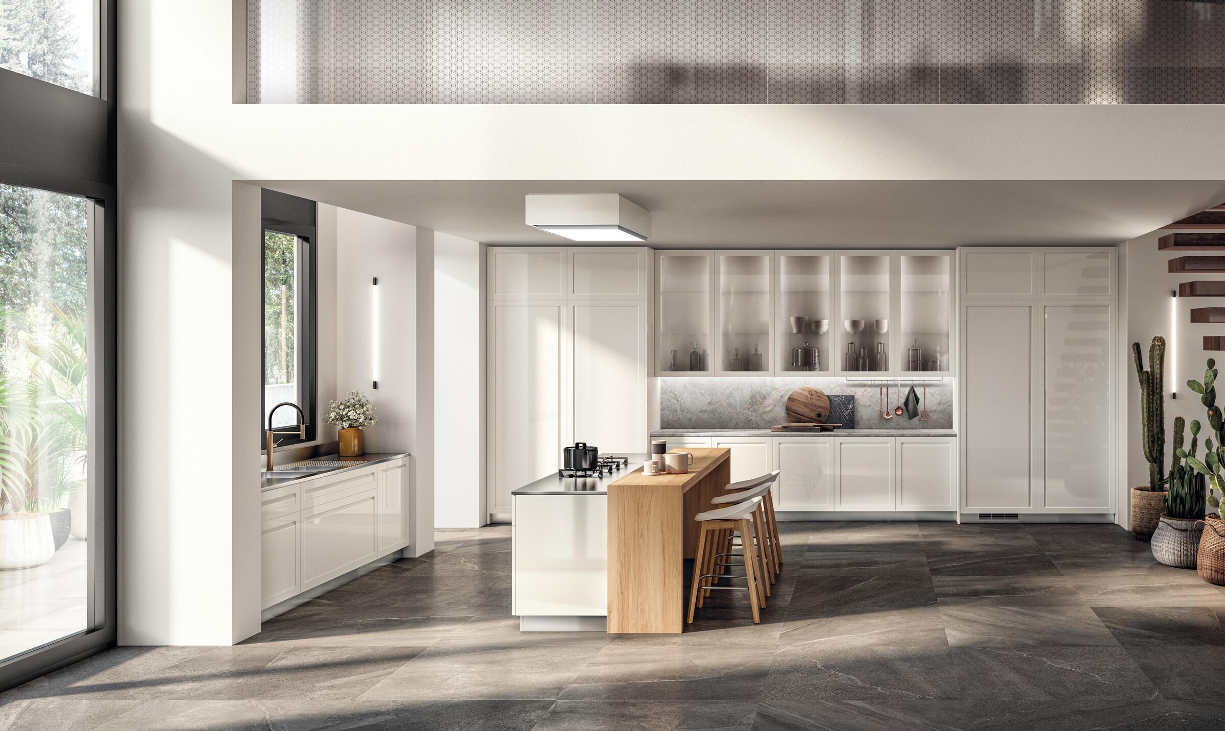Scavolini Carattere kitchen in Prestige White gloss lacquer