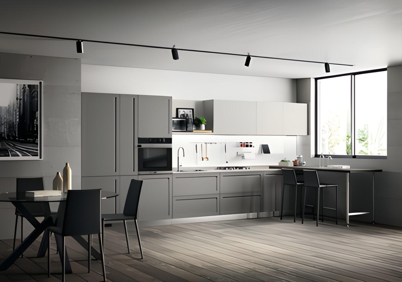 Italian Kitchen showing contemporary Shaker Handless Style
