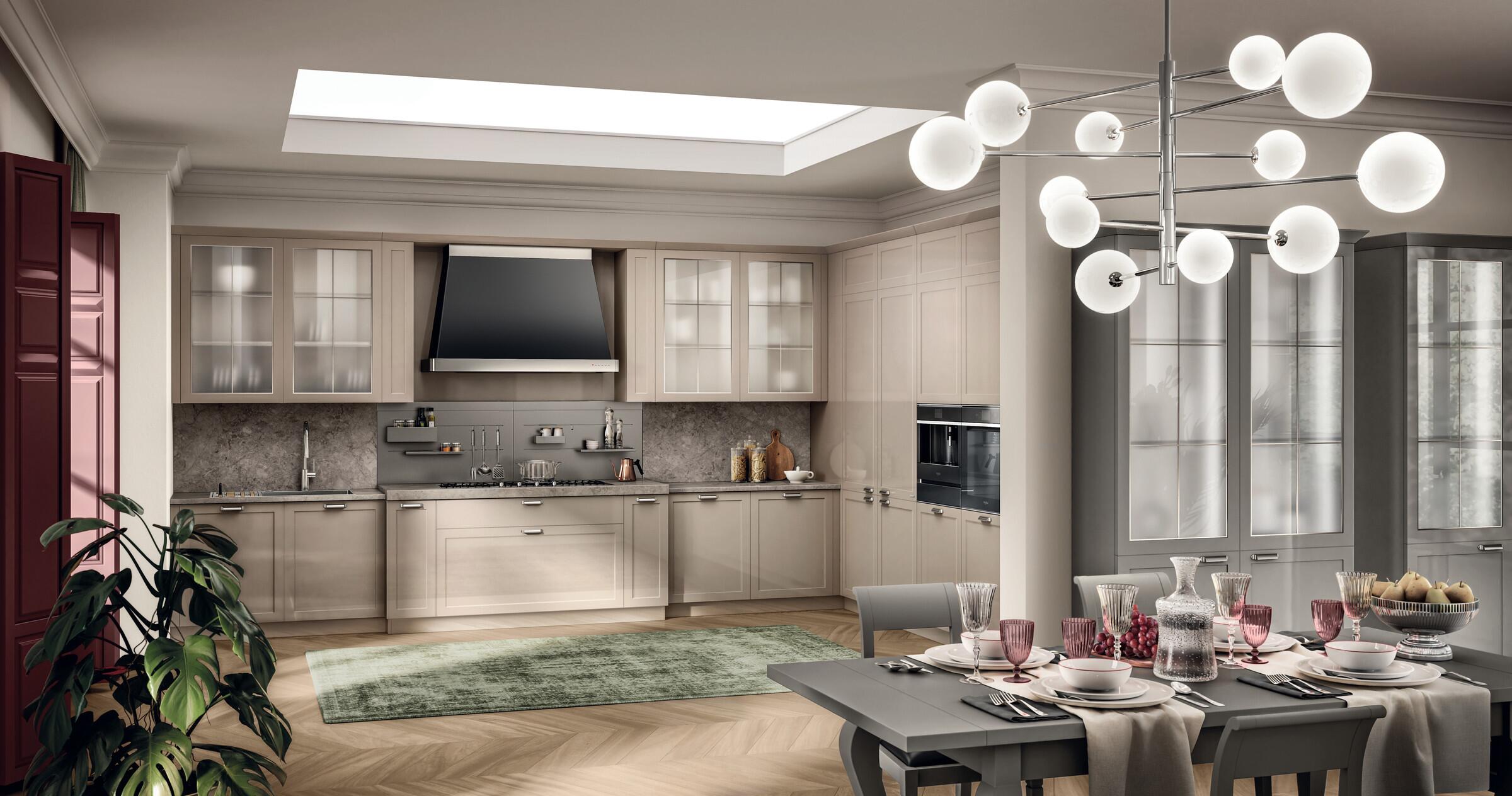 Scavolini Carattere kitchen in a traditional layout with linear burners