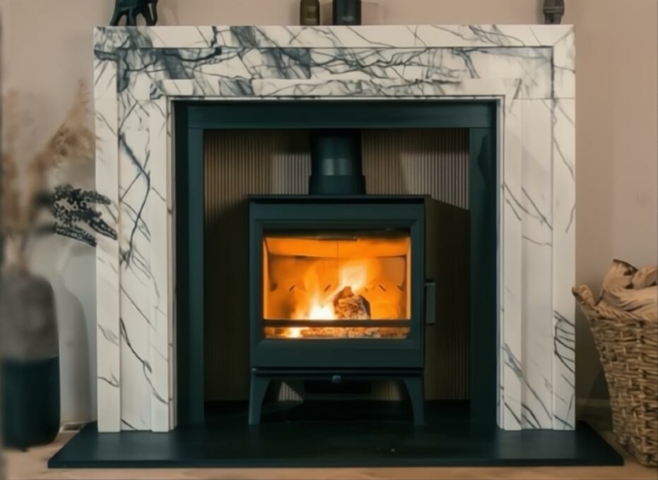 Marble Fireplace with Stove