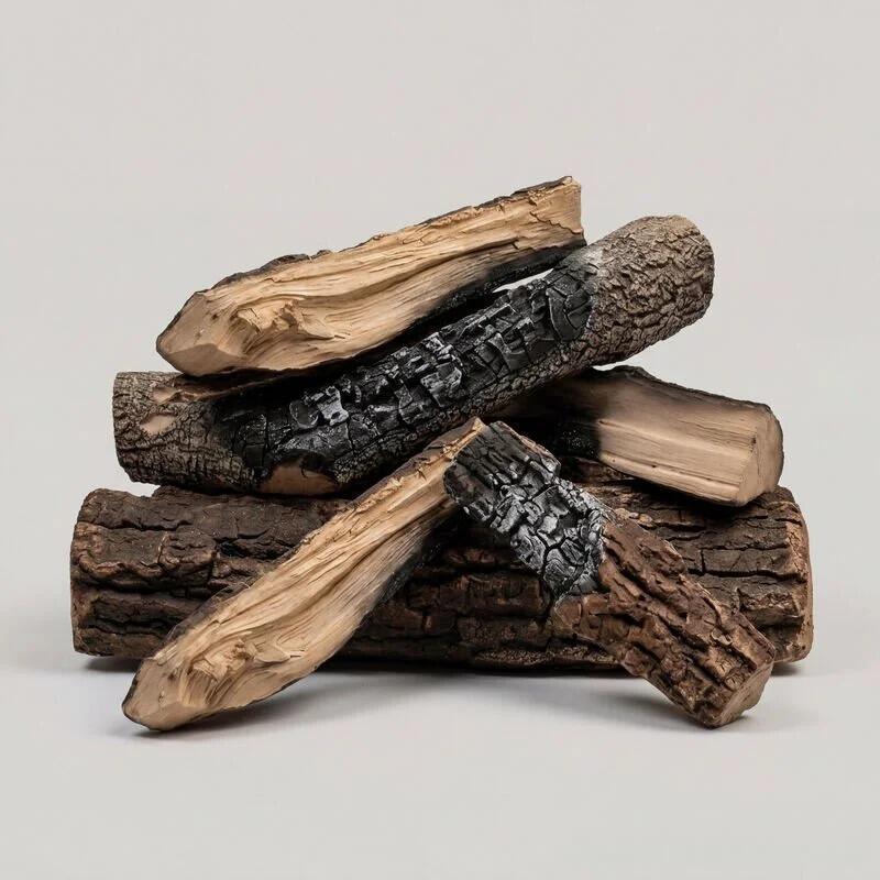 Set of LogicWood ceramic logs that sit on the burner to create a wood fire look