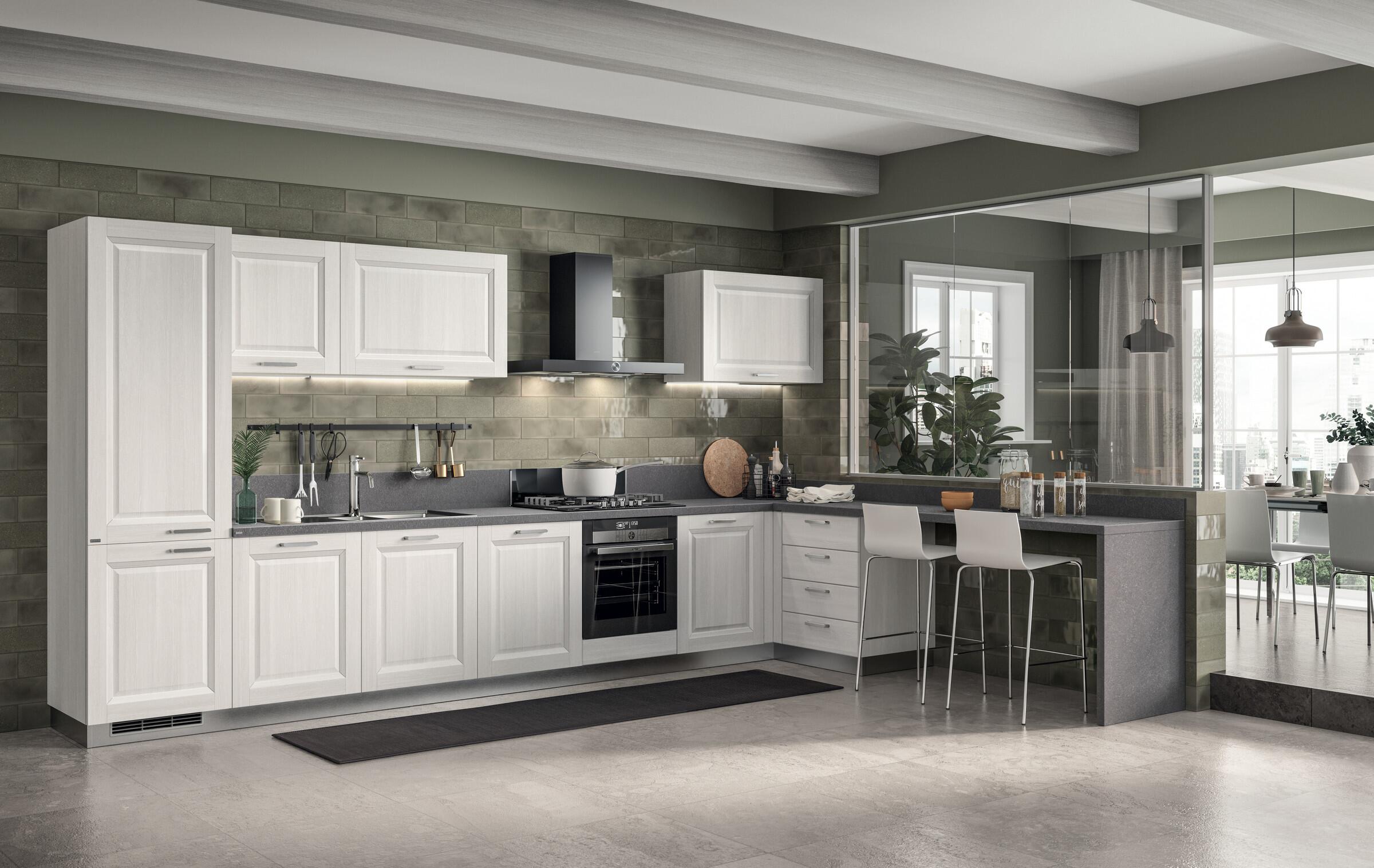 Scavolini Family kitchen in Snow Larch