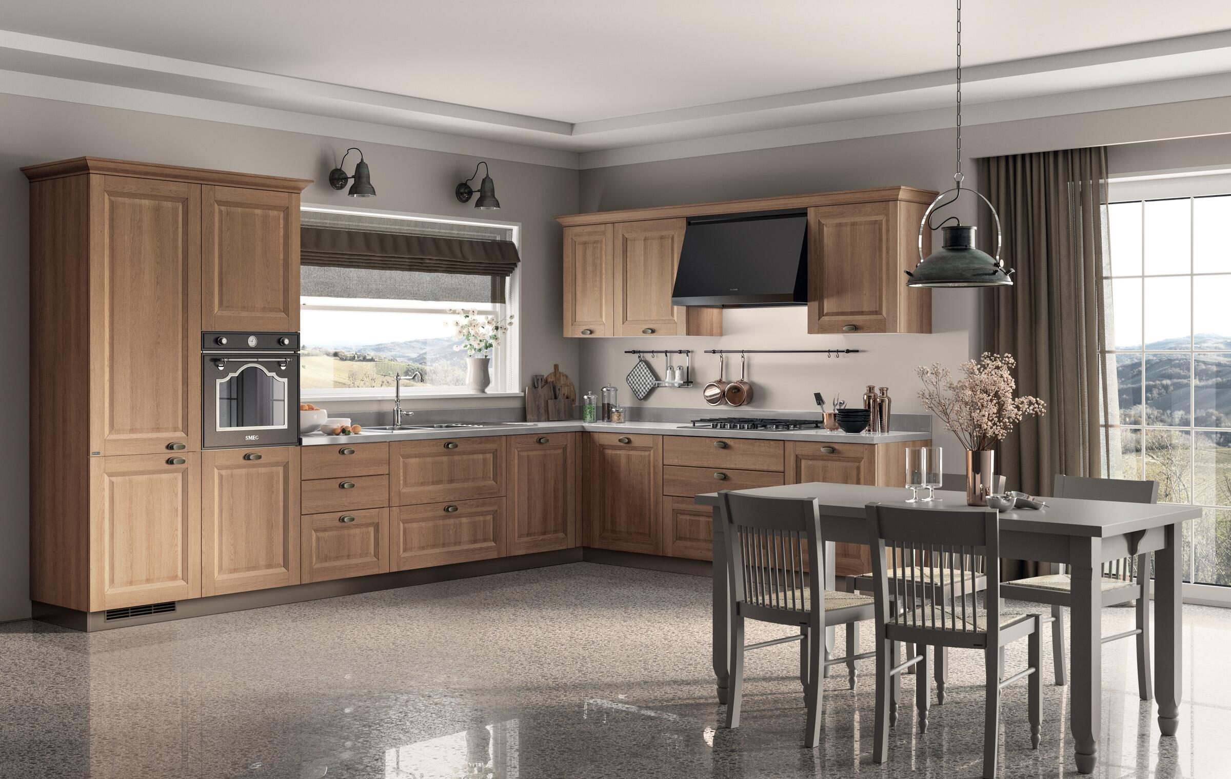 Scavolini Family kitchen in Aztec Oak decorative melamine