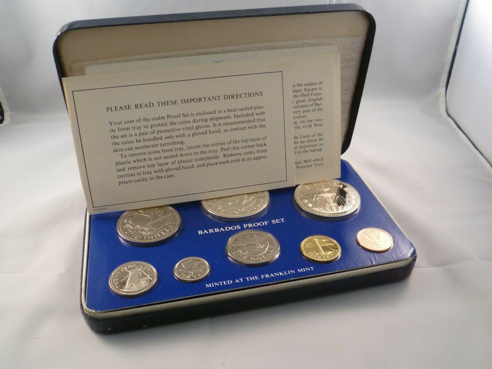 Barbados 1975 Franklin Mint Eight Coin Silver Proof Set