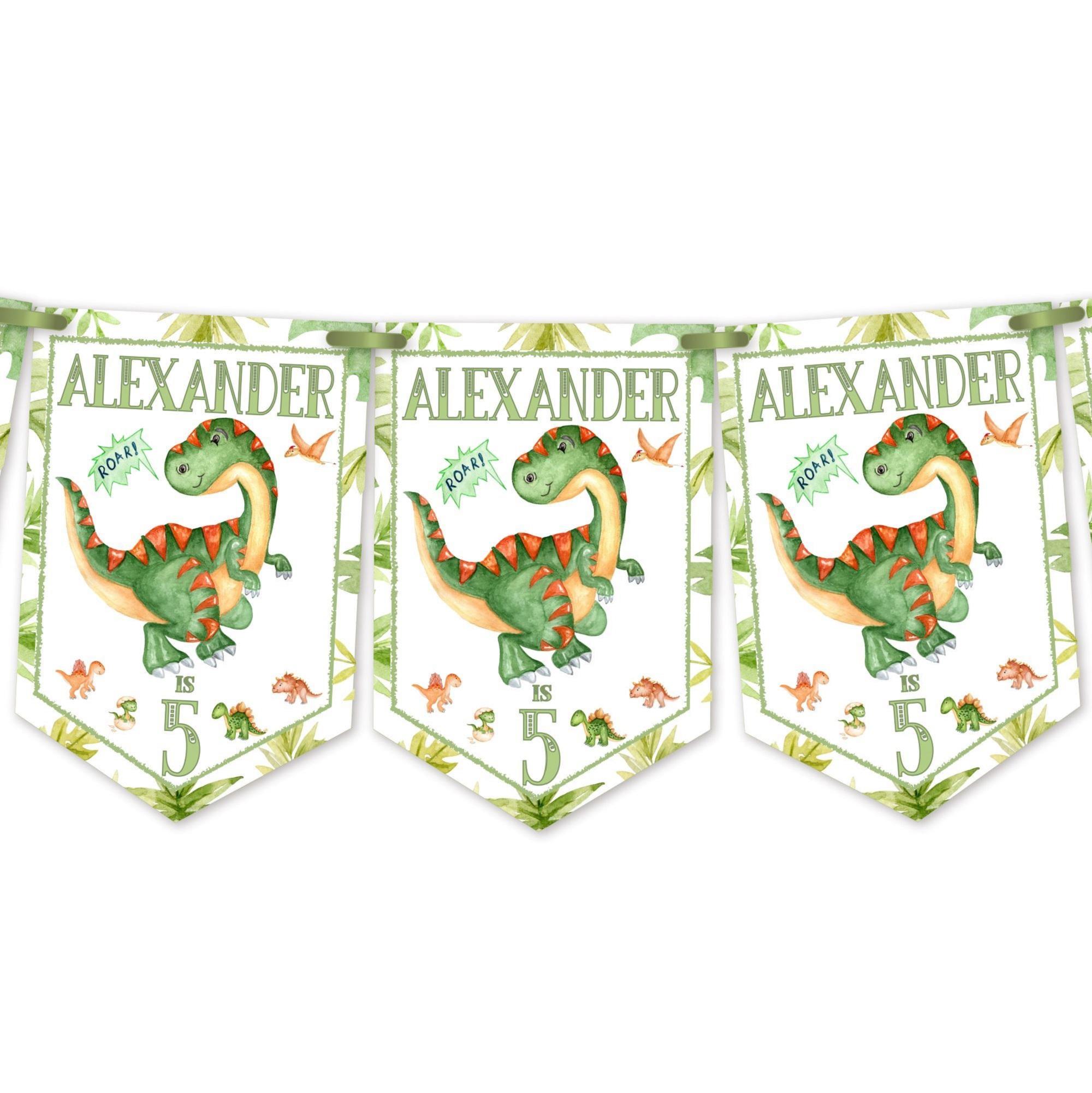 Party Banner Bunting Colourful Dinosaurs Personalised Children's Birthday