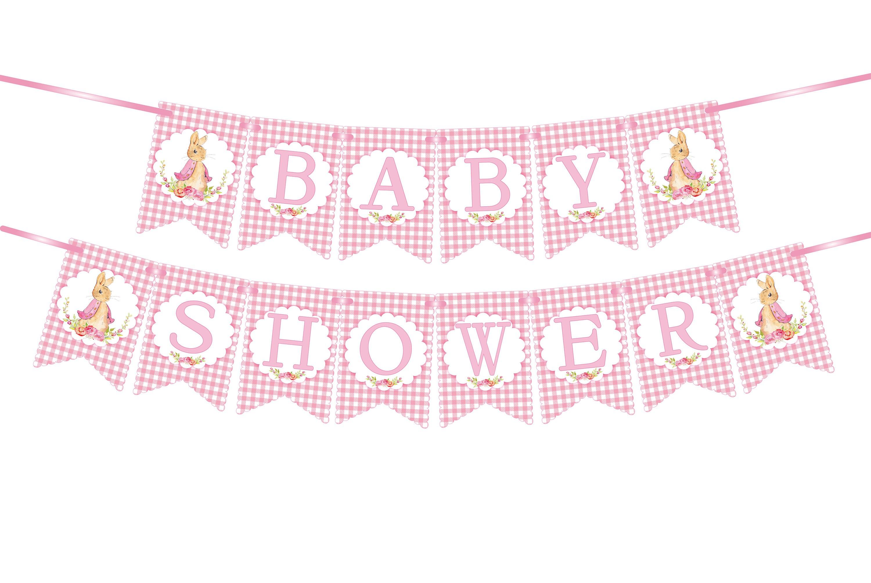 Peter Rabbit Pink Baby Shower Bunting,Baby Shower Banner,Baby Shower Decoration 