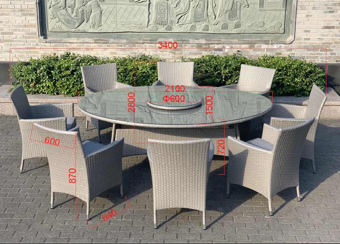 seychelles 6 seater rattan effect patio set