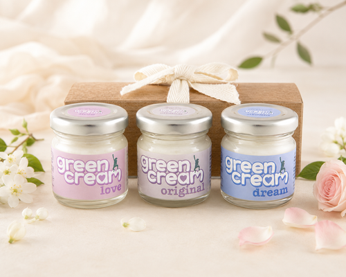 Luxurious Organic Green Cream gift set with day & night creams and body butter