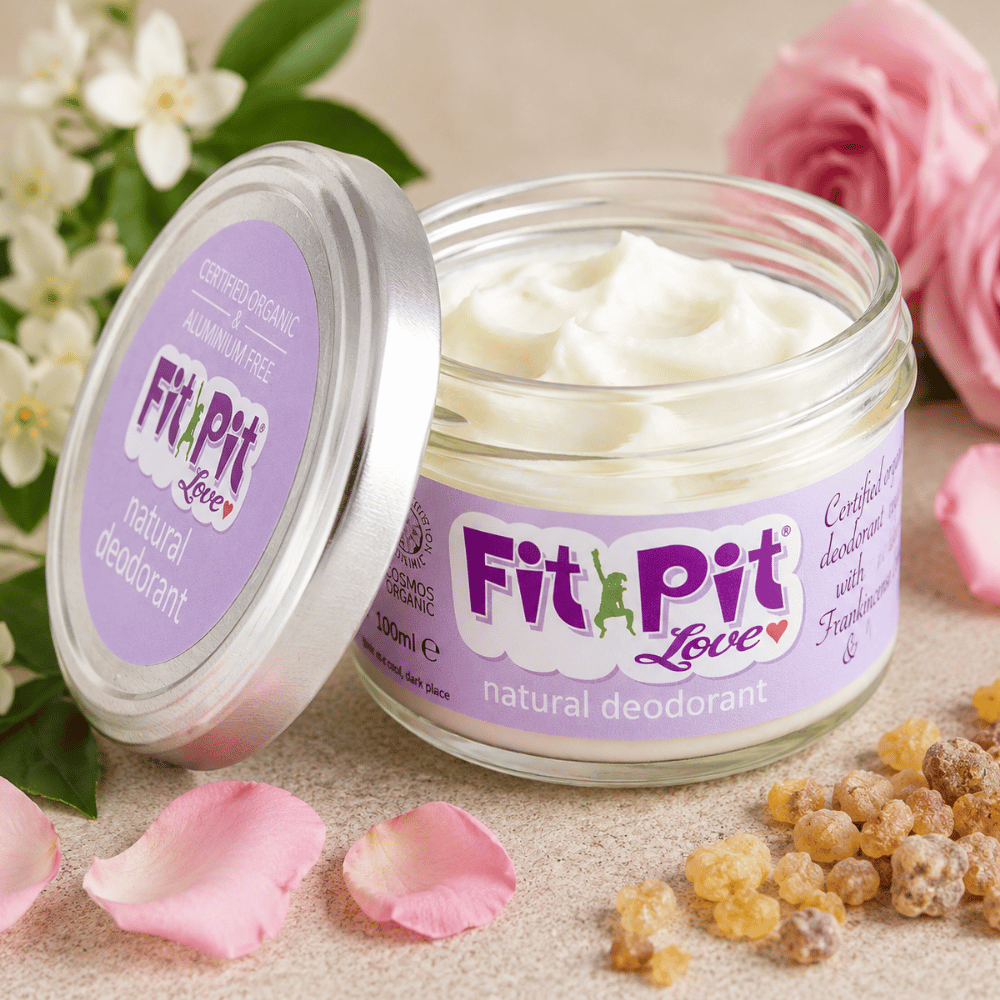 Fit Pit Love natural deodorant with frankincense, jasmine and rose