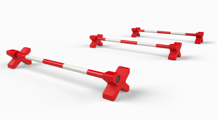 show jump blocks and poles on white background
