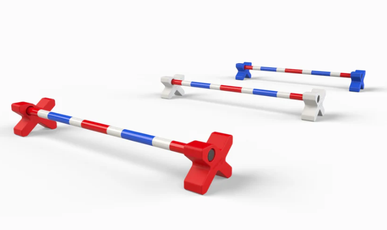 show jump blocks and poles on white background