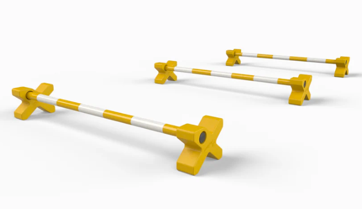 show jump blocks and poles on white background