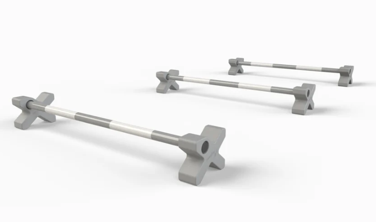show jump blocks and poles on white background
