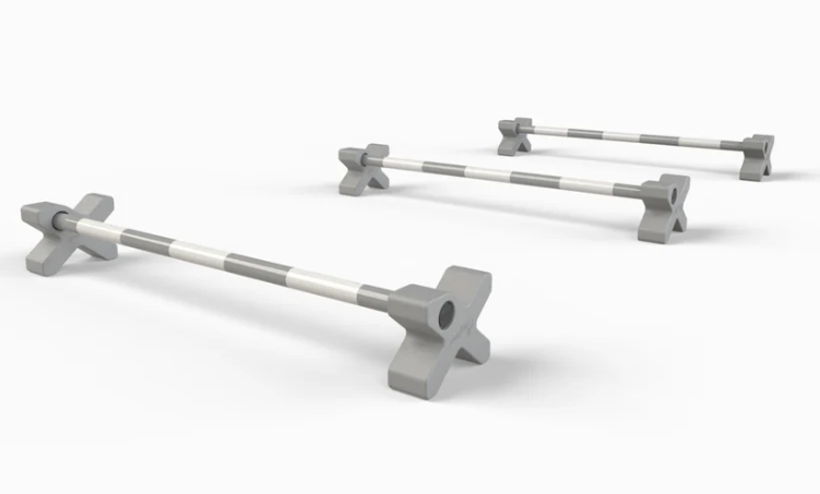 show jump blocks and poles on white background