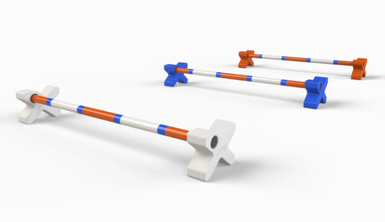show jump blocks and poles on white background