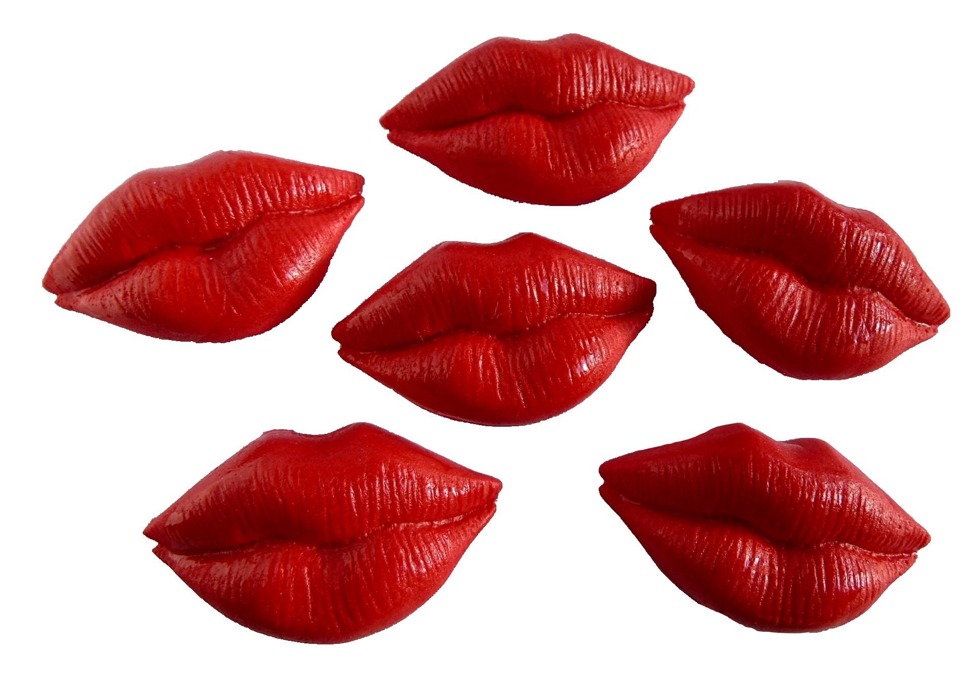 Red Valentine kissing Lips Vegan Cupcake Toppers