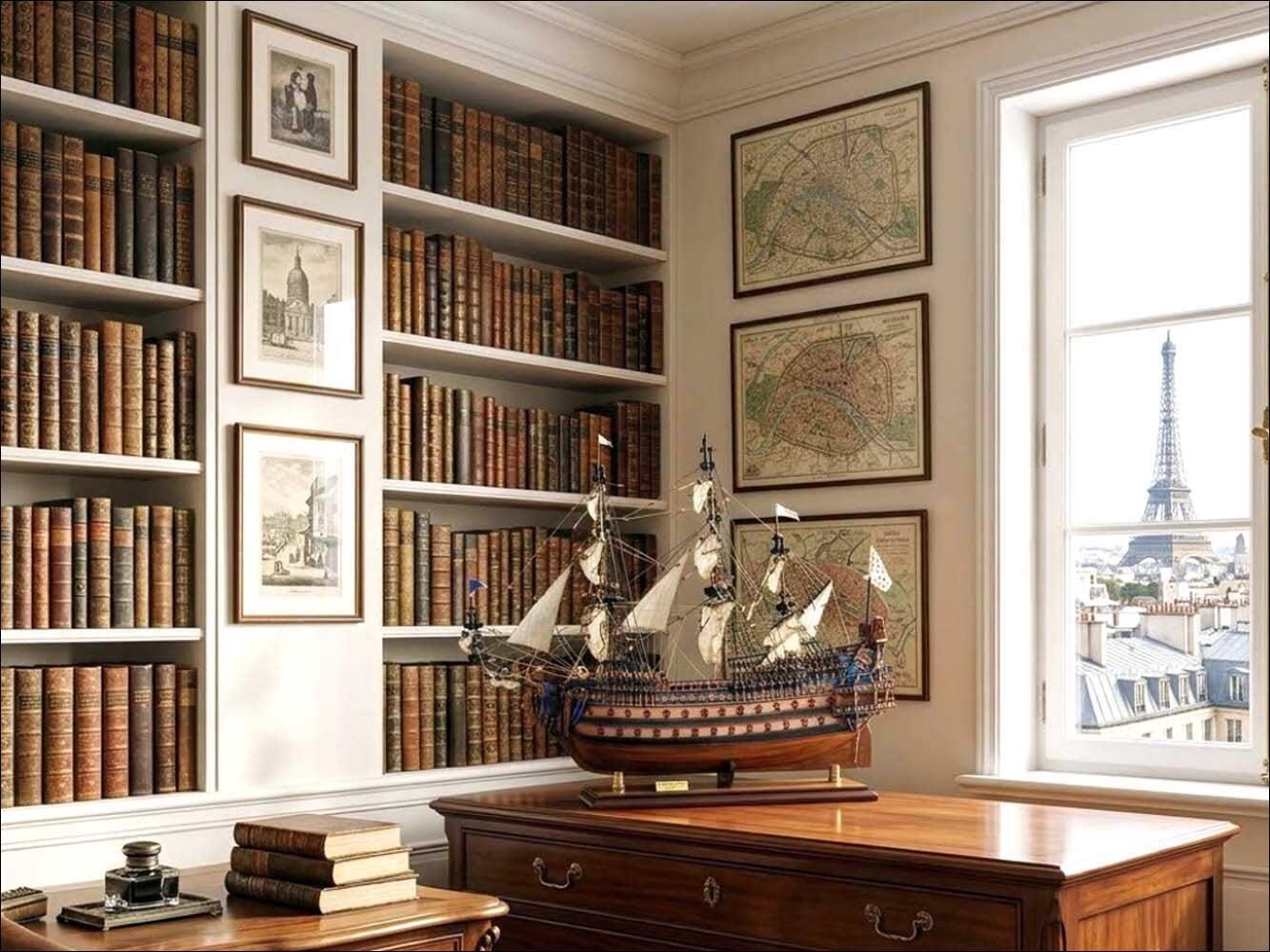 Scratch built wooden model ship of the Soleil Royal