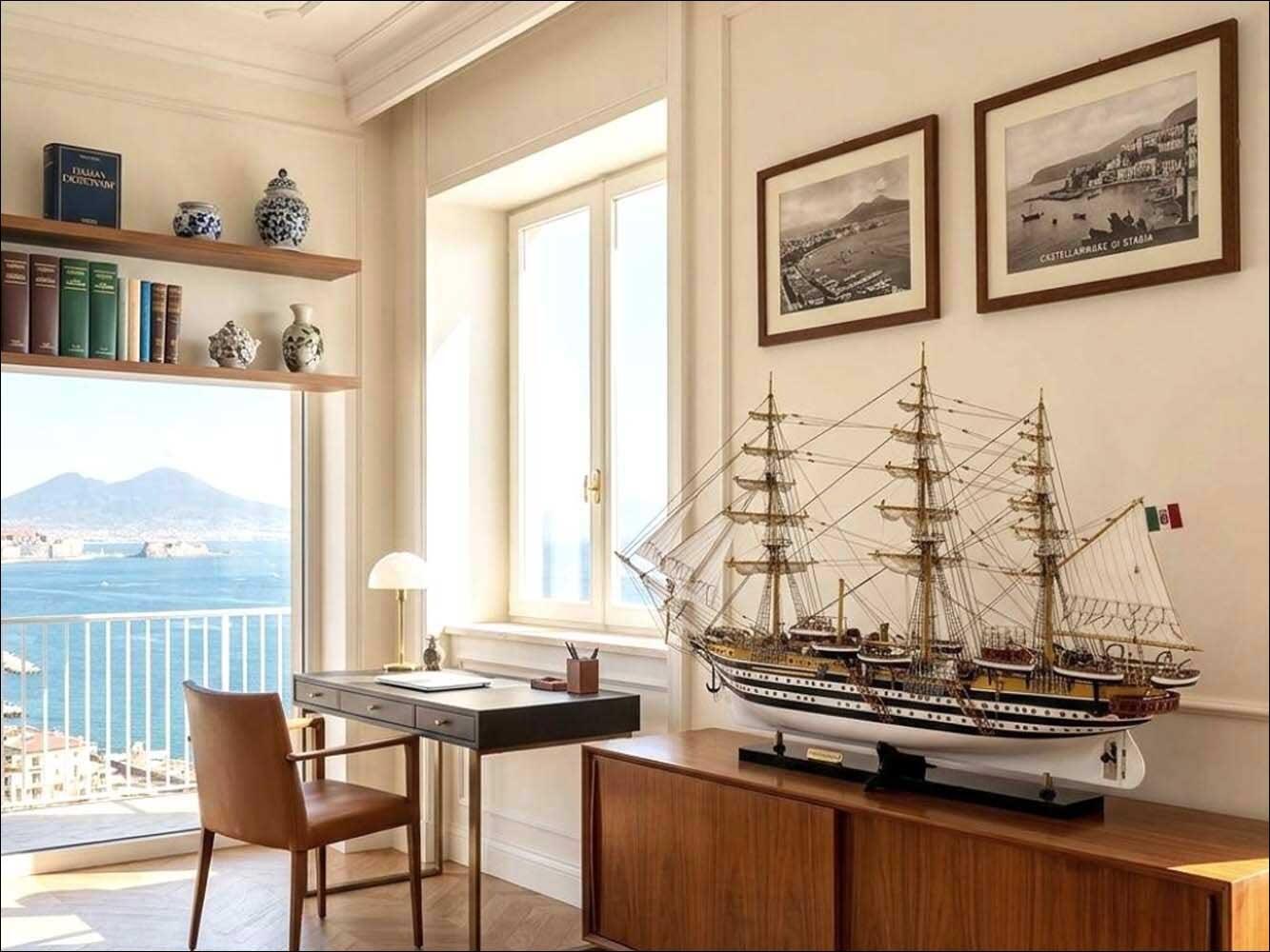 Built from scratch wooden model ship of Amerigo Vespucci