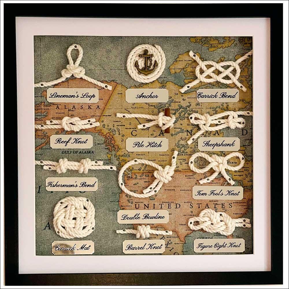 Nautical Navy knots display for wall
