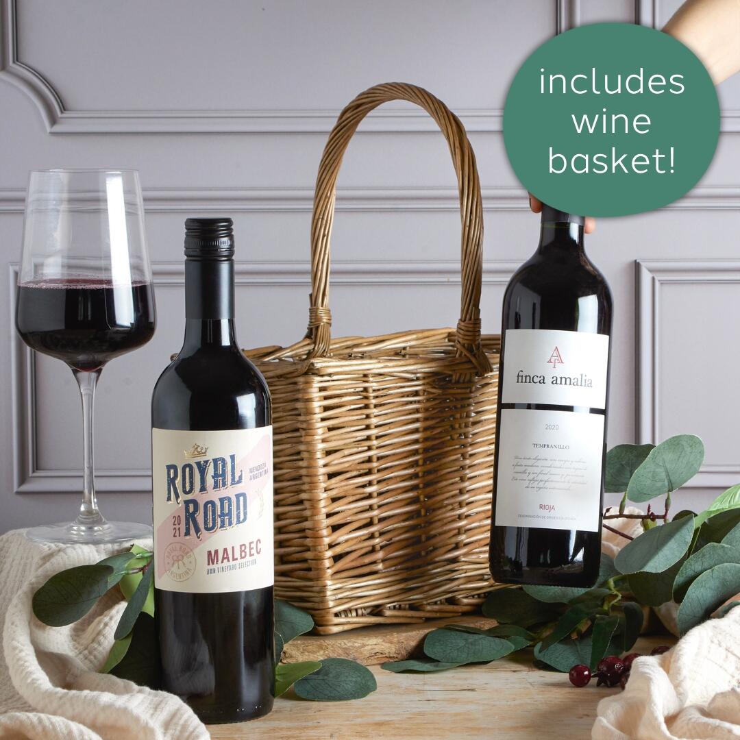 Red Wine Duo Gift Basket Two Bottle Wine Hampers