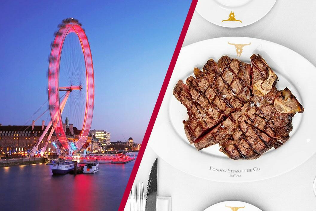 Three Course Meal at Marco Pierre White London Steakhouse Co with a Visit to the London Eye for Two