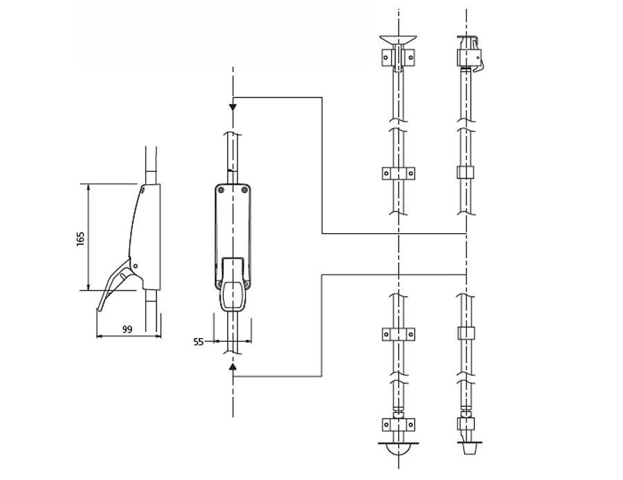 Briton 372.SE | Push Pad - Vertical Bolt - Line Drawing