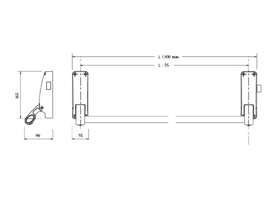 Briton 378A.SE | Push Bar - Rim Latch w. Alarm Facility - Line Drawing