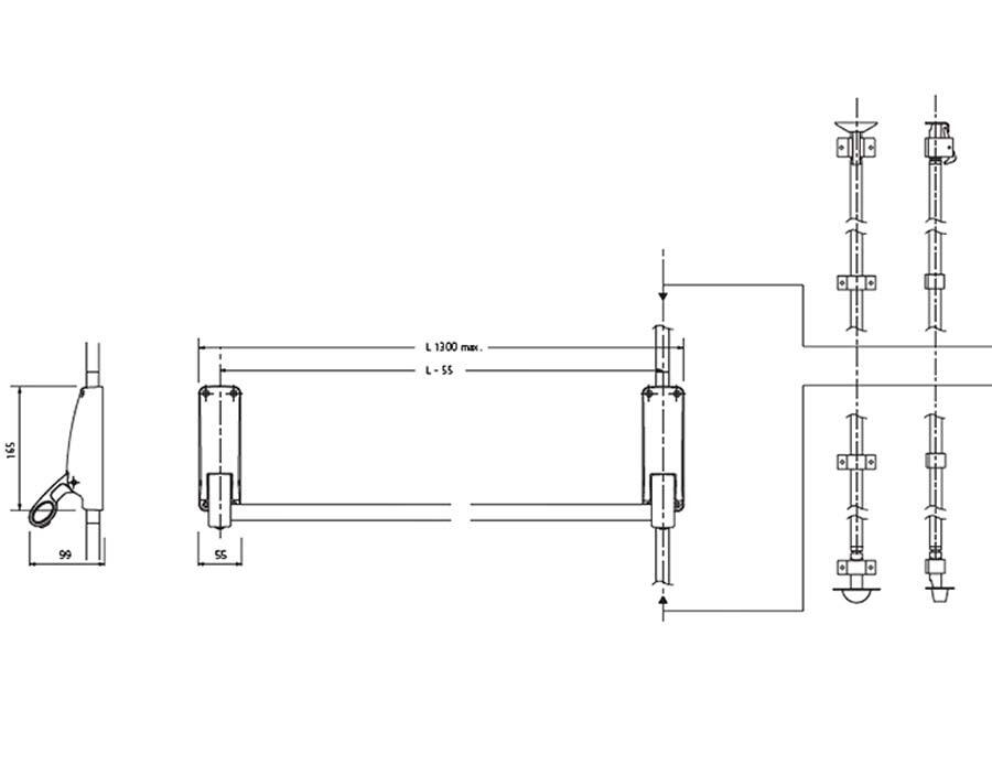 Briton 376.SE | Push Bar - Vertical Panic Bolt - Line Drawing