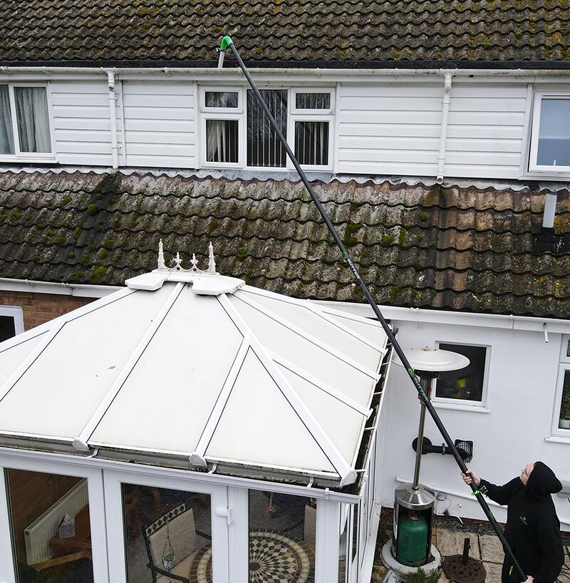 GVS 3600 Watt Carbon Fibre Gutter Vacuum Cleaning System in use