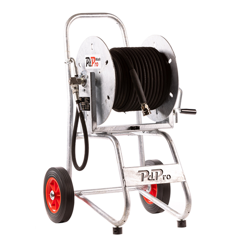 40m Hose reel trolley galvanized with hose