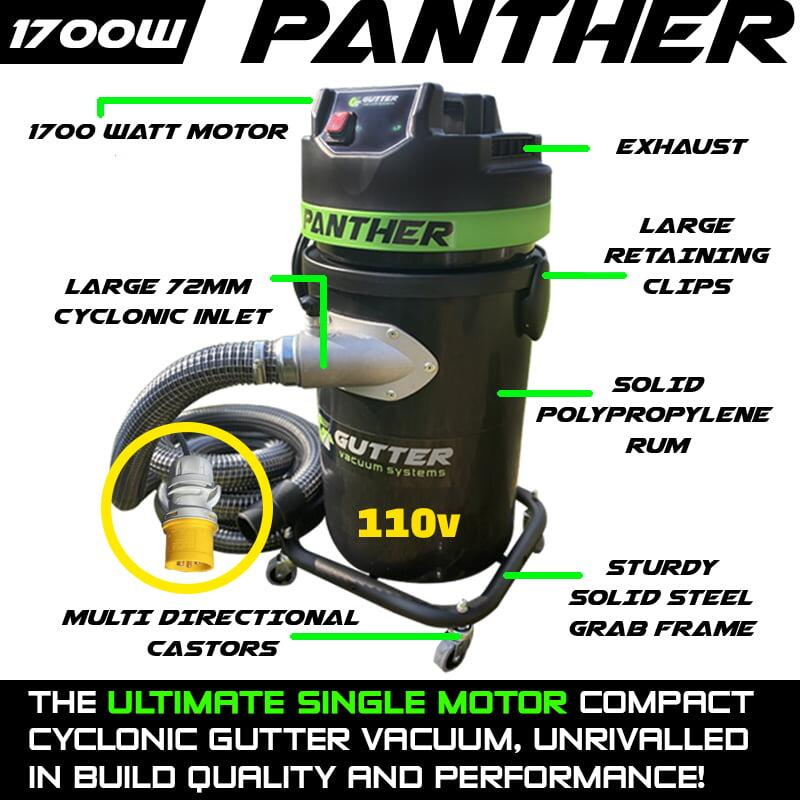 110V Panther – 72mm Heavy Duty Cyclonic Inlet, 5m 51mm Hose and 51mm Hose Cuff