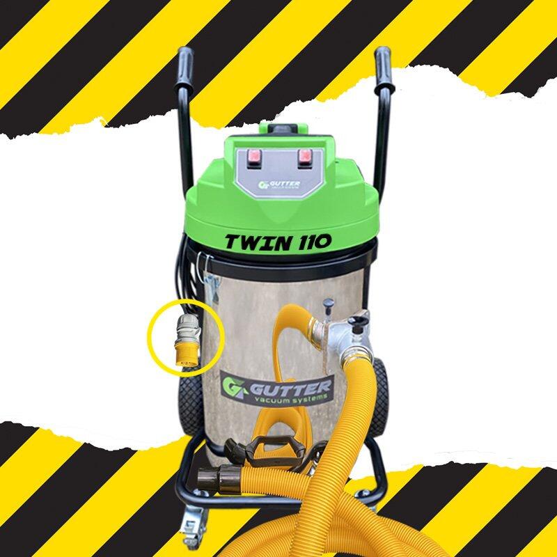 110V Twin Gutter Vacuum with 10m Hi-Vis Hose