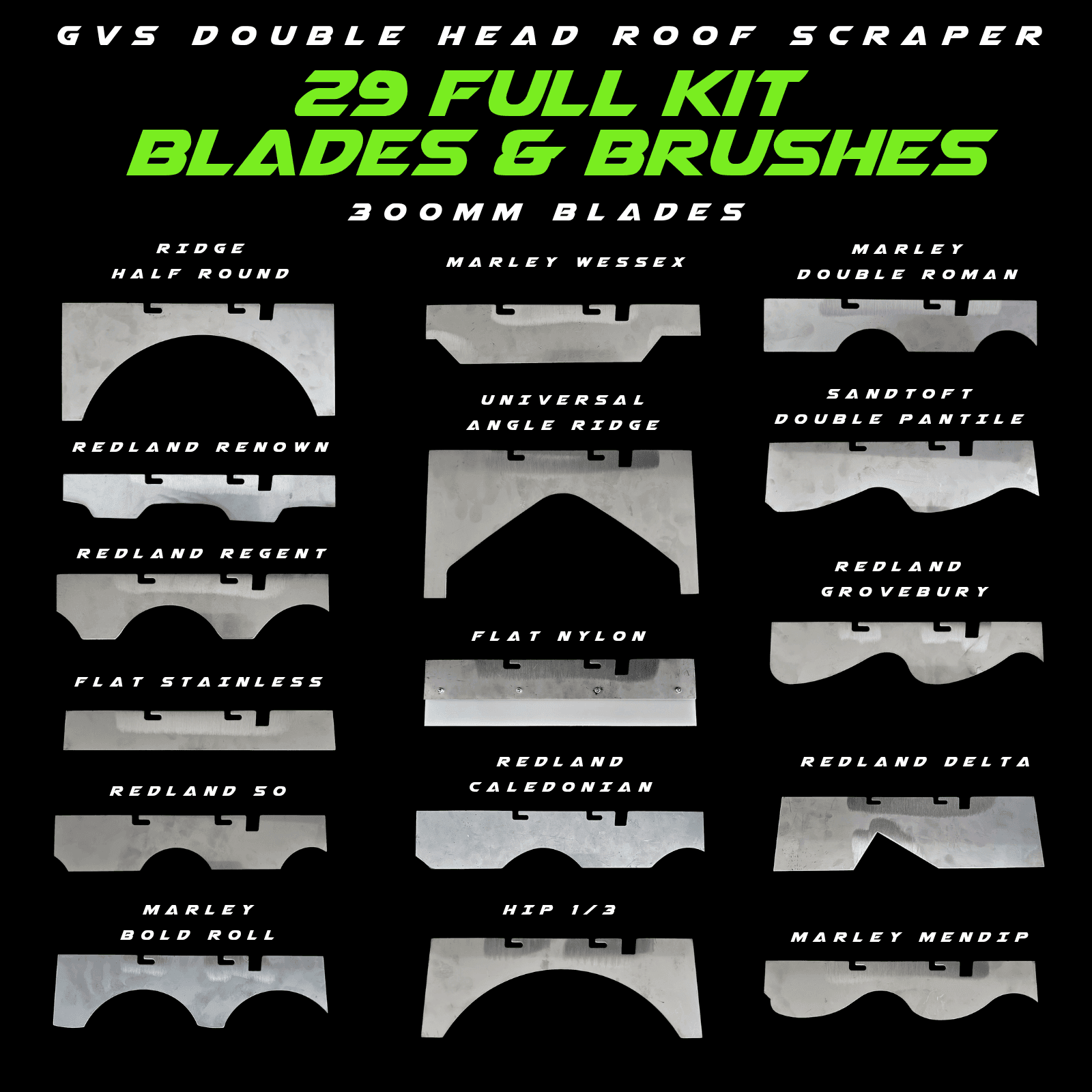 GVS Double Head Roof Scraper Kit 29 Blades and Brushes