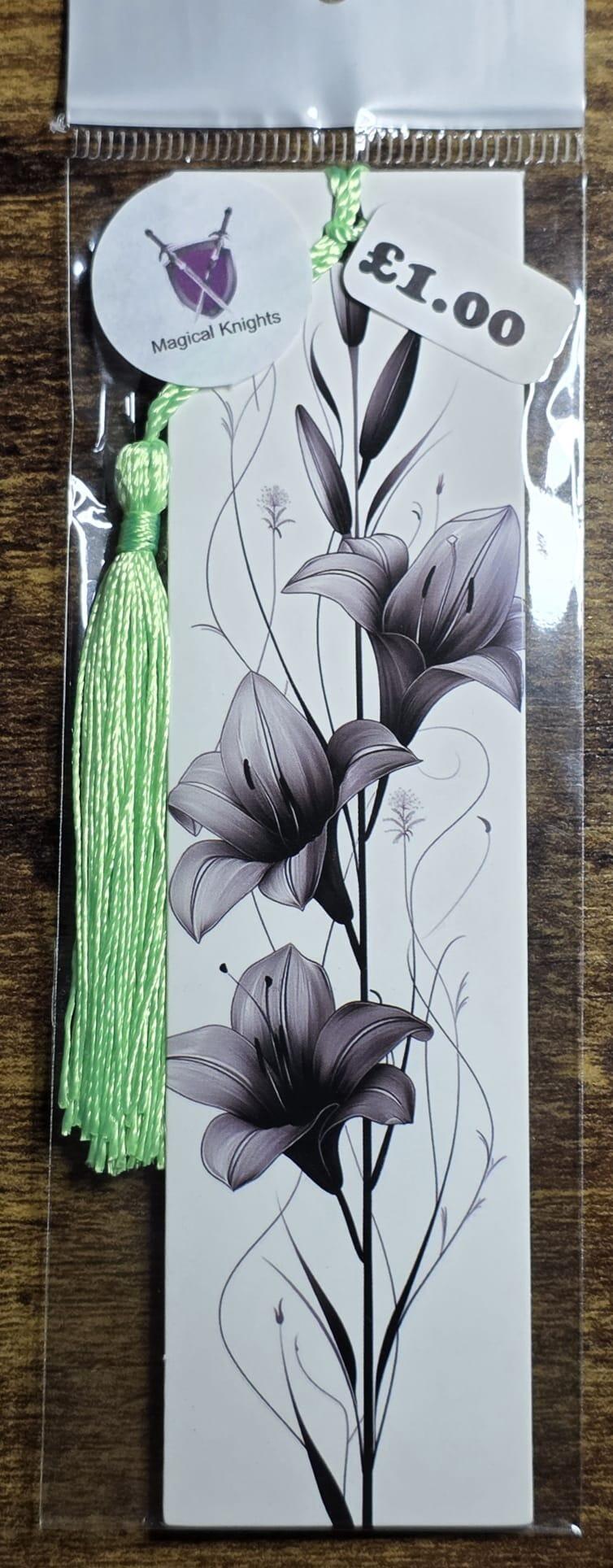 Black 3 Flower bookmark
