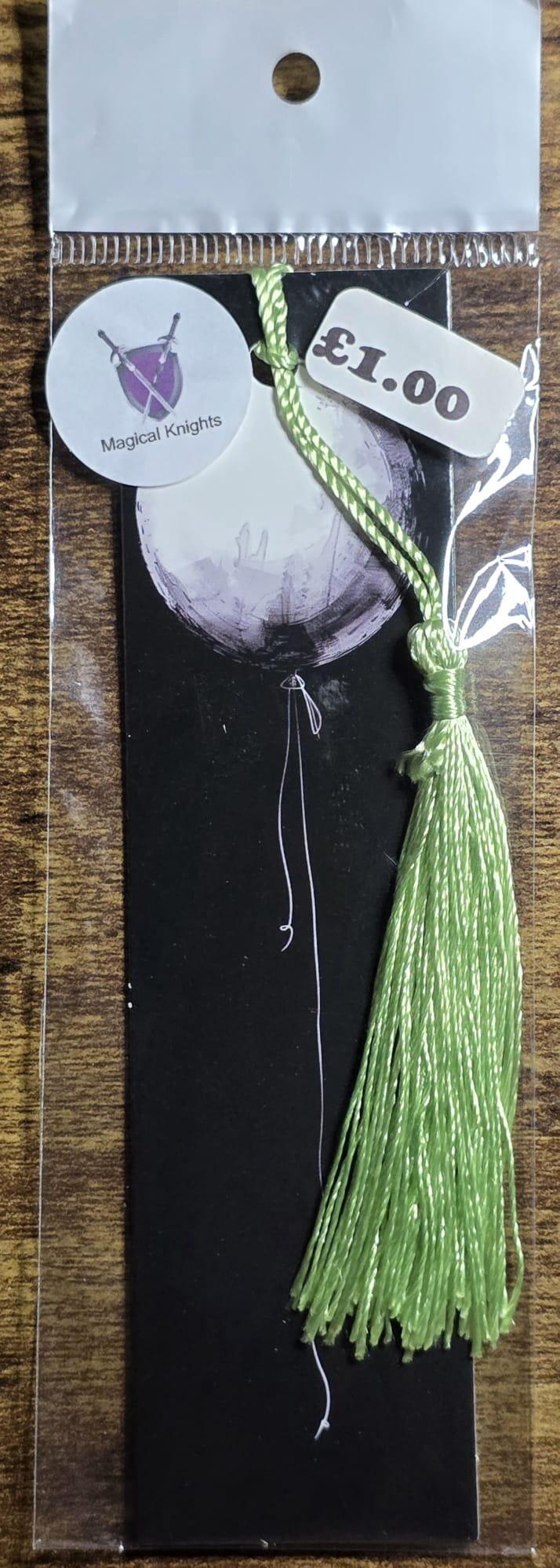 black balloon bookmark with green tassel