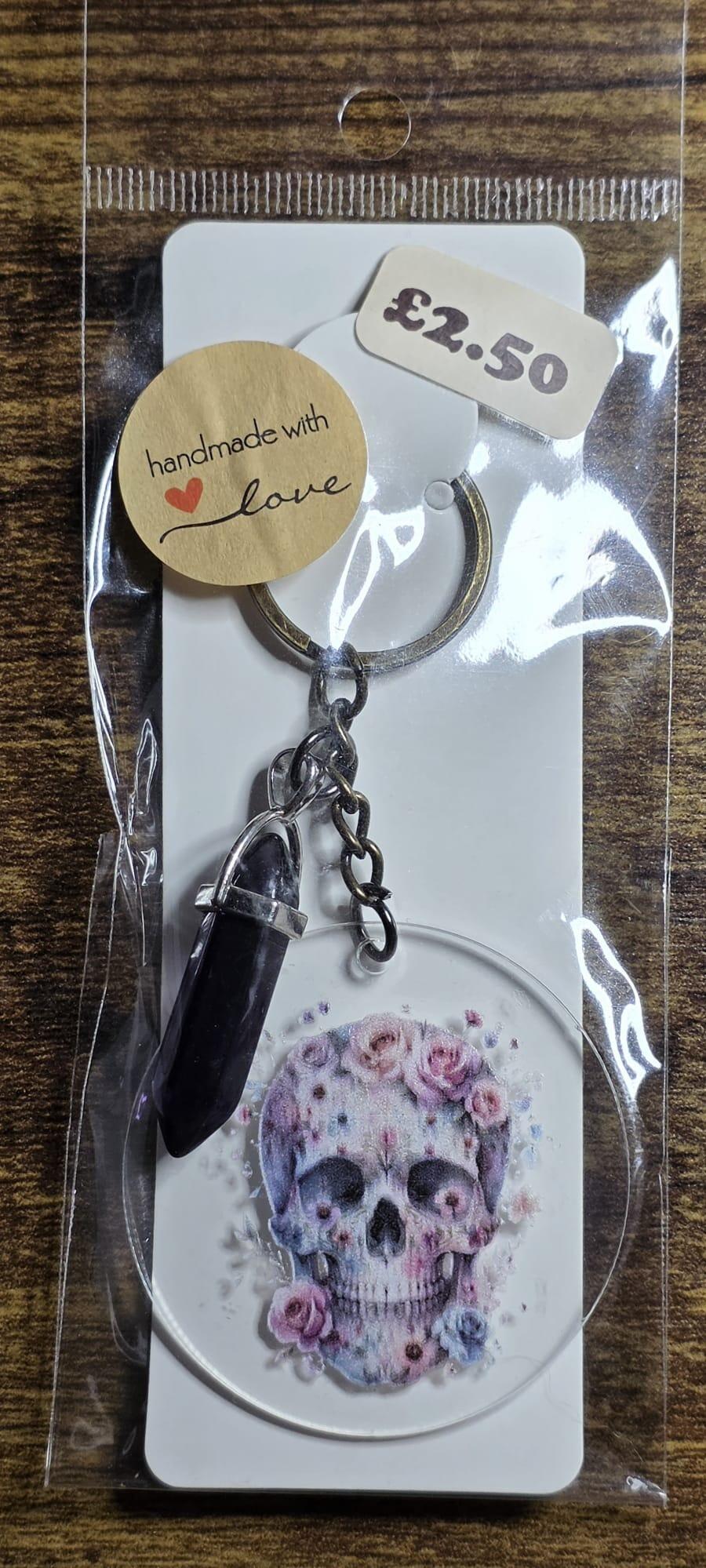 skull face purple black stone
