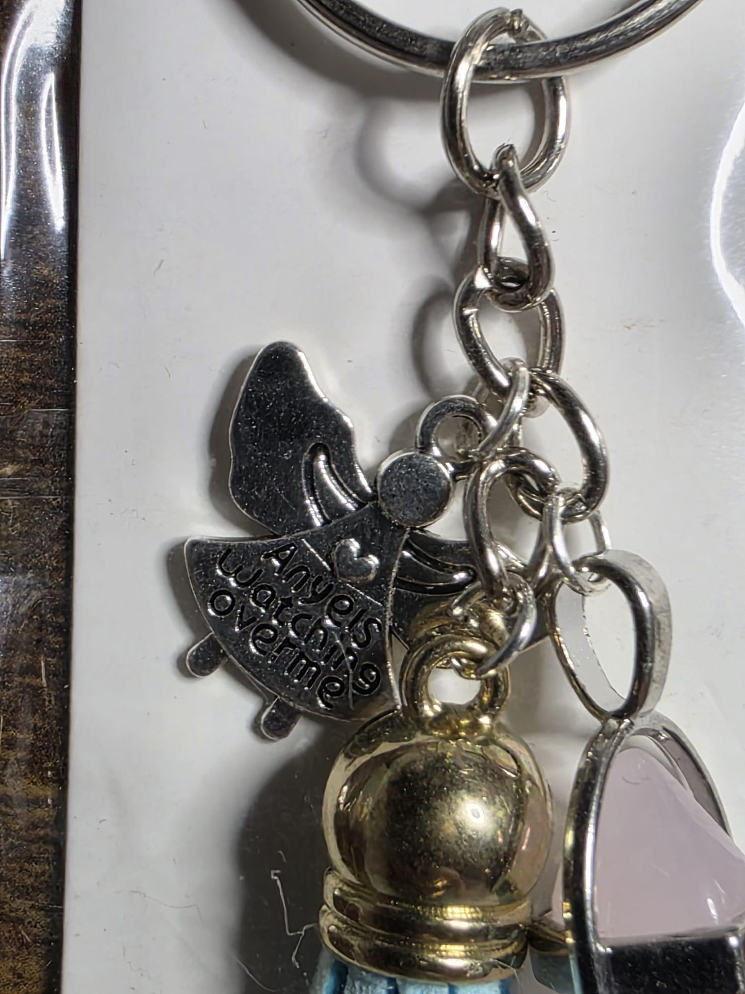 Angels watching over me charm keyring