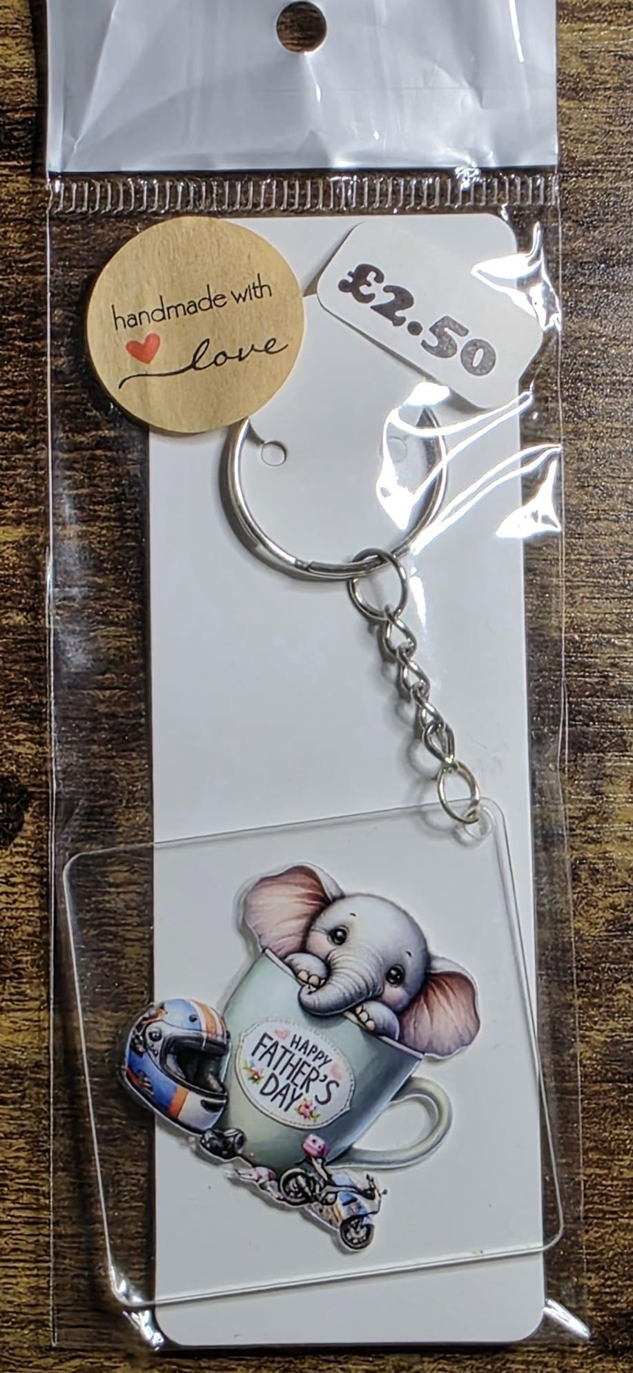 diamond elephant bike fathers day keyring