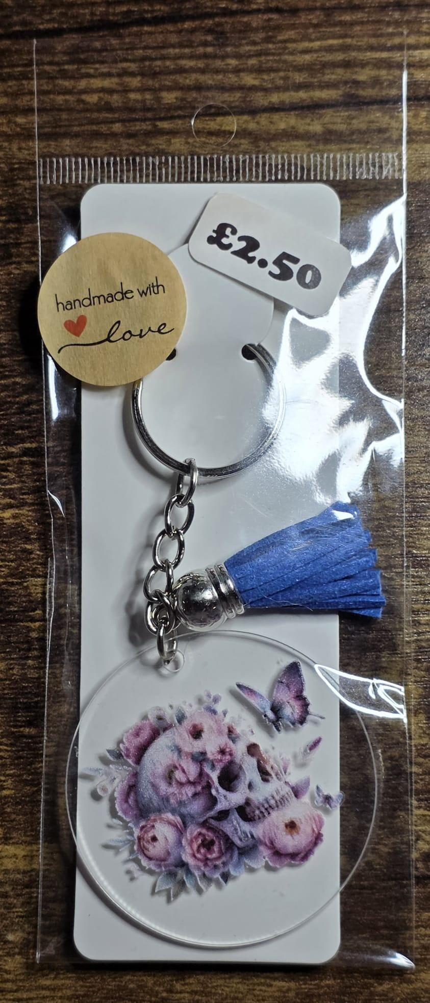 skull right butterfly blue tassel