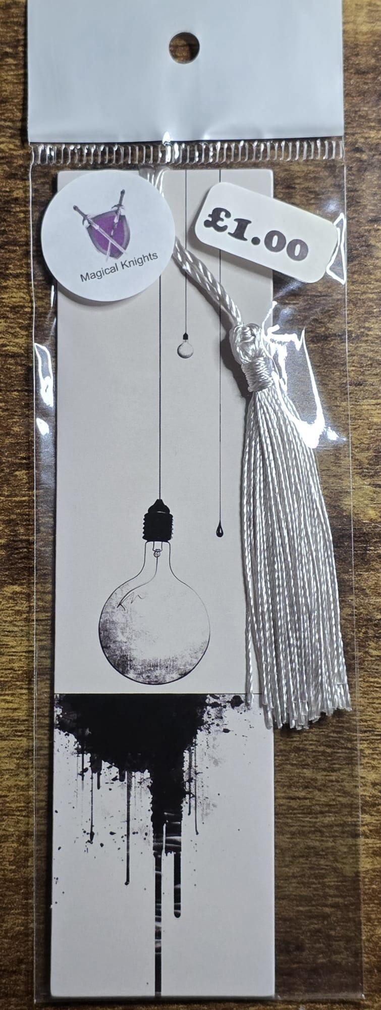 black and white bookmark silver tassel