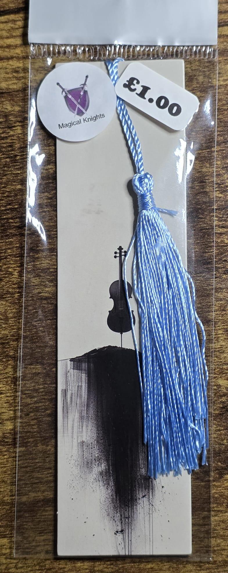 black and white bookmark blue tassel