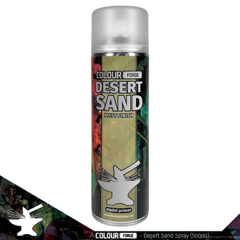 Colour Forge Desert Sand Spray 500ml High Quality Primer for Miniatures and Models Available at Warmodels.co.uk
