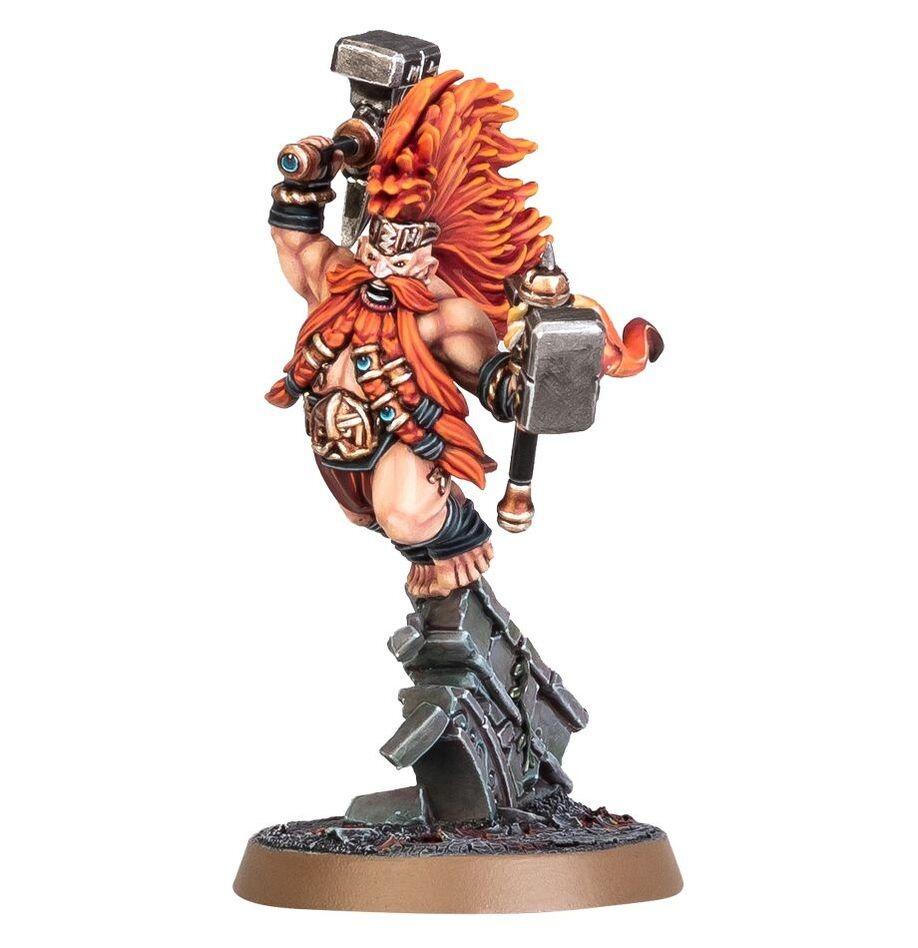 Grimhold Exile Fyreslayer front view with runic armour