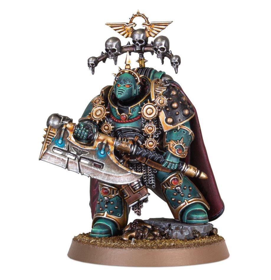 Side view showing cloak and ornate armour