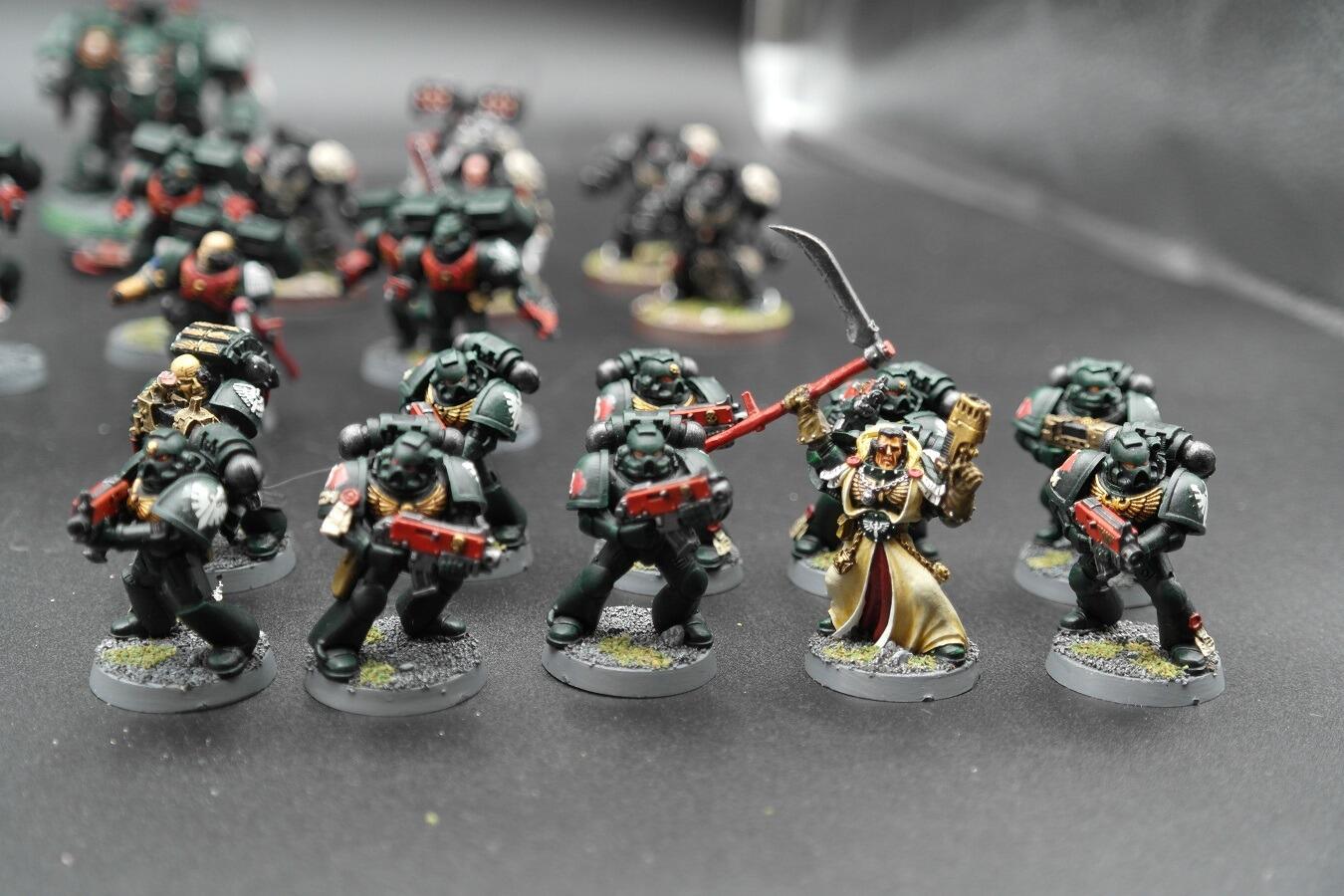 Pre-loved Dark Angels army set Warhammer 40k fully built tactical squads close-up