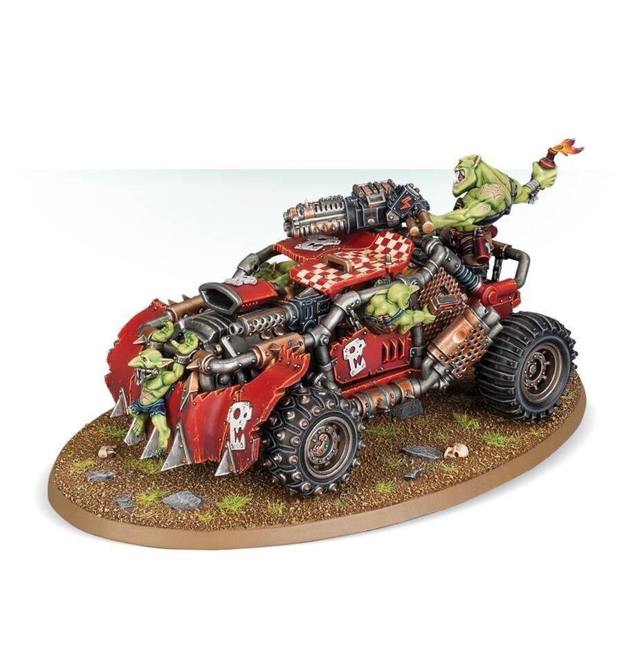 Ork Boomdakka Snazzwagon racing across the battlefield