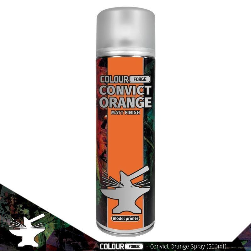 Colour Forge Convict Orange Spray 500ml Fast Drying and Durable Orange Base Coat for Warhammer and Tabletop Miniatures at Warmodels.co.uk