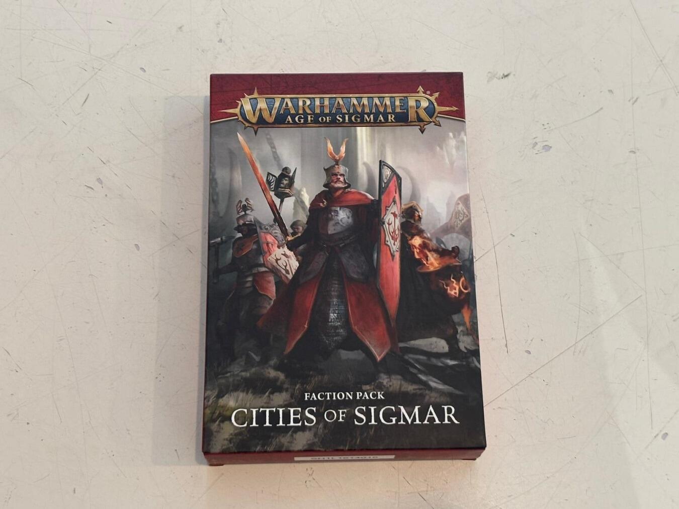 Pre-loved Cities of Sigmar card pack laid out