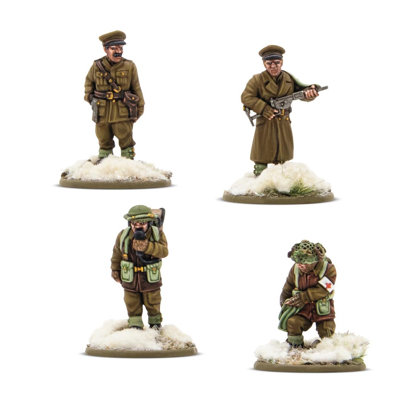 British & Canadian Infantry Winter HQ – Bolt Action miniatures – models as shown